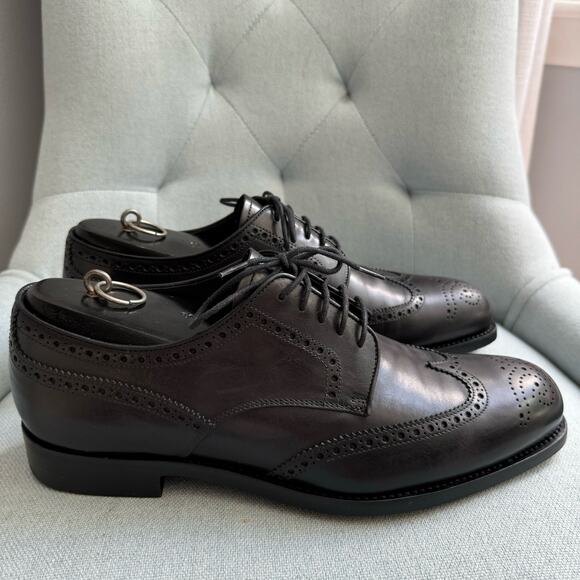 Prada Wingtip Derby Full Brogue Leather Shoes Black 2eb122 Men\'s 8 Authentic main image 7